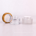 60g frosted empty glass jar cosmetic cream with bamboo lid